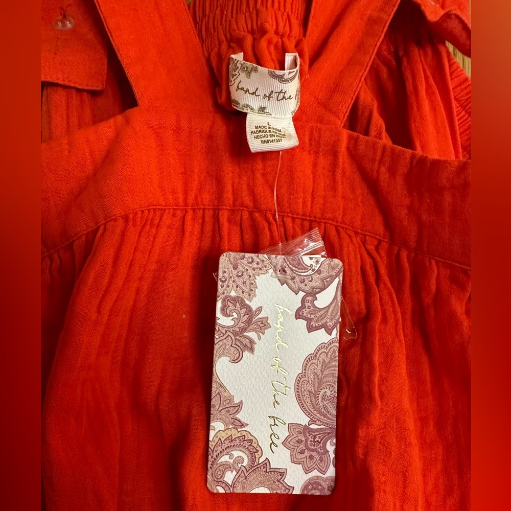 Band of the Free Elegant Orange 100% Cotton Sleeveless Dress - Picture 4 of 10